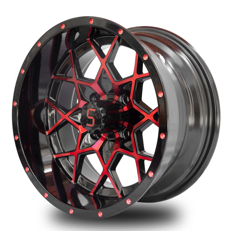 Il carretto di golf della lega di alluminio spinge il modello rosso del nero 101,6 PCD 4x4 Bolt di lucentezza