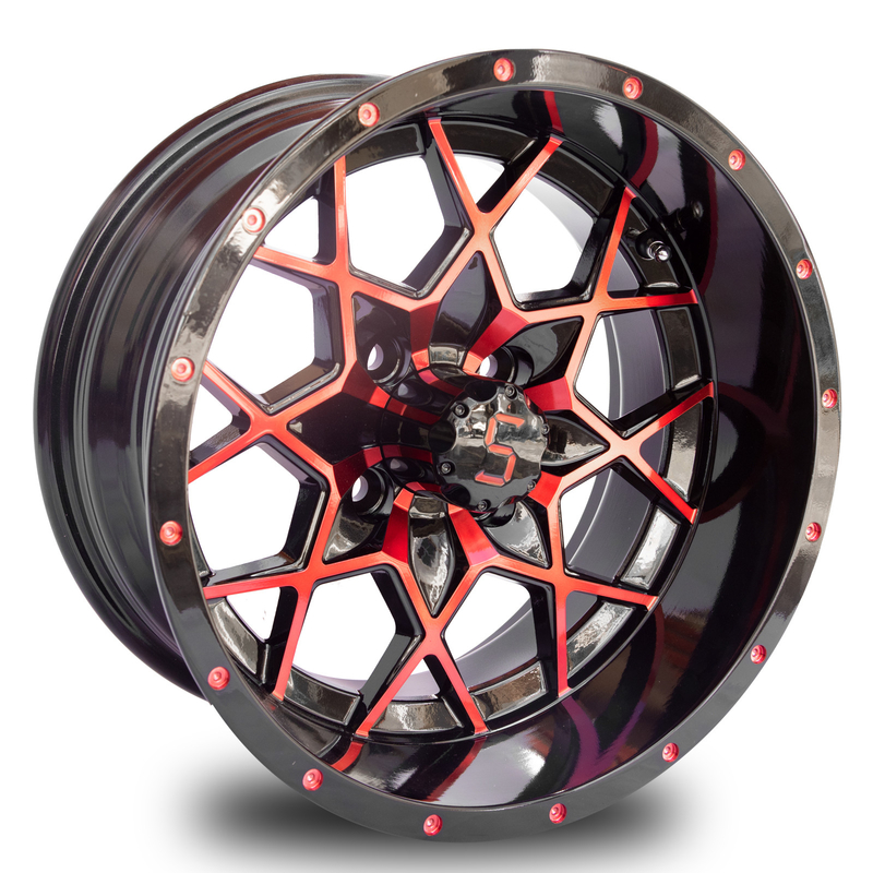 Il carretto di golf della lega di alluminio spinge il modello rosso del nero 101,6 PCD 4x4 Bolt di lucentezza