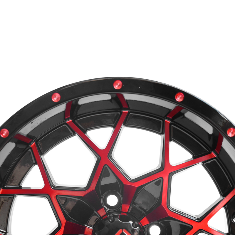 Il carretto di golf della lega di alluminio spinge il modello rosso del nero 101,6 PCD 4x4 Bolt di lucentezza