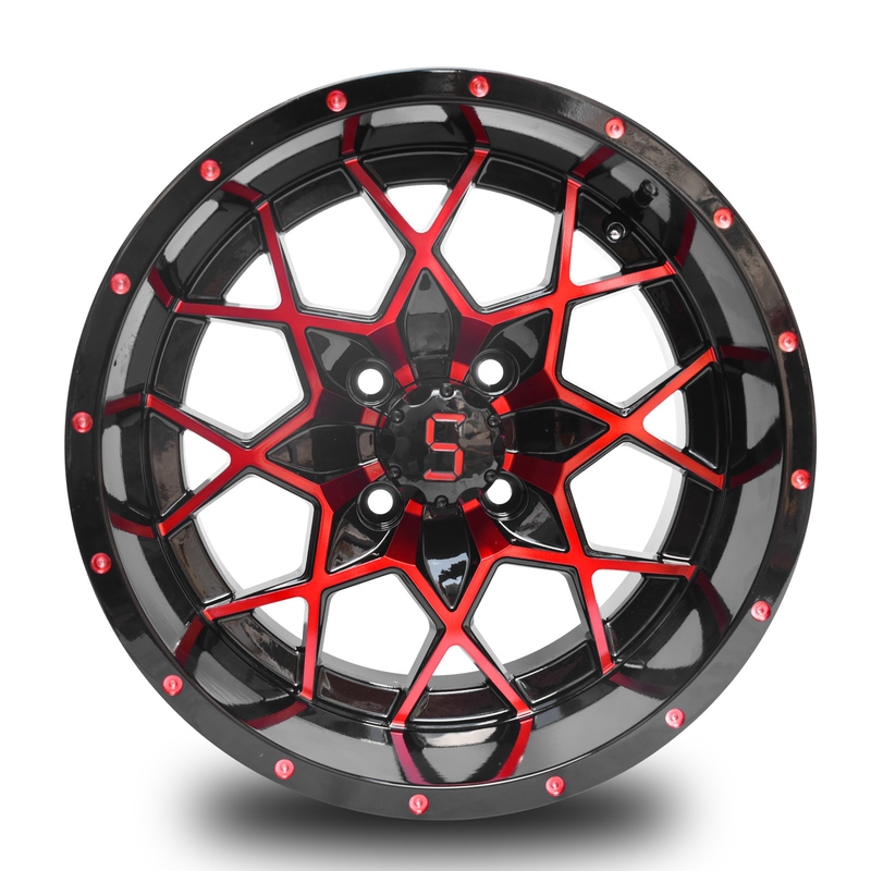 Il carretto di golf della lega di alluminio spinge il modello rosso del nero 101,6 PCD 4x4 Bolt di lucentezza