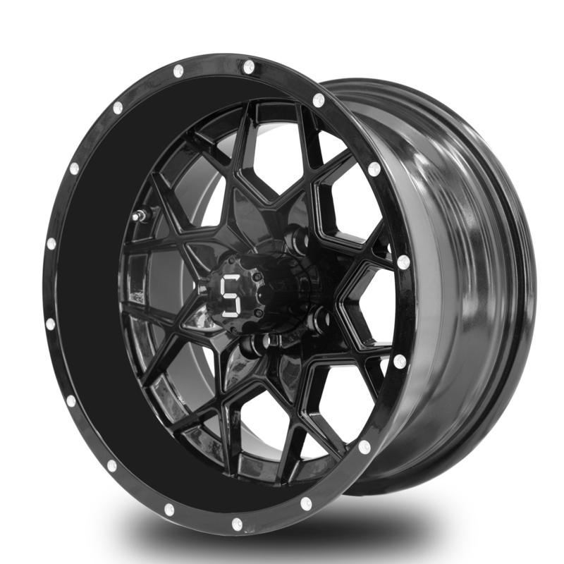 Ruote di alluminio a 14 pollici PCD nero lucido 4/101.6 del carretto di golf di vortice