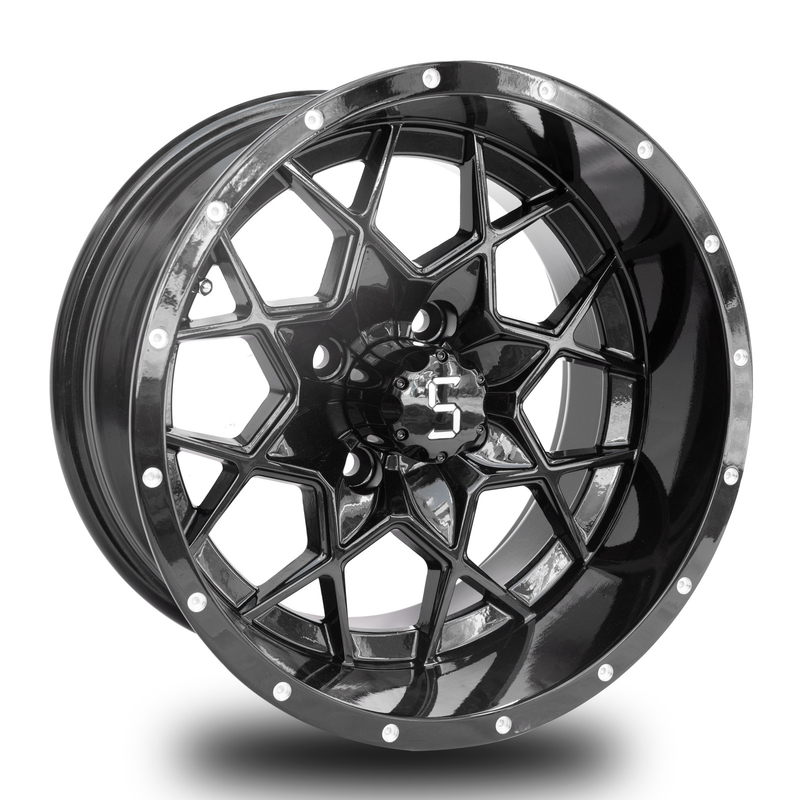Ruote di alluminio a 14 pollici PCD nero lucido 4/101.6 del carretto di golf di vortice