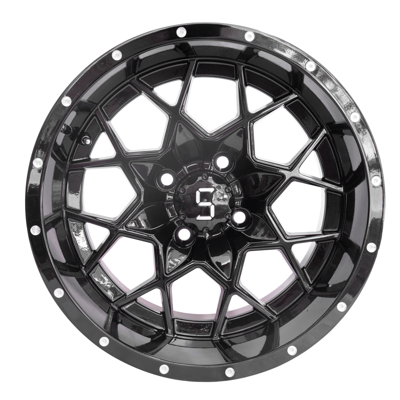 Ruote di alluminio a 14 pollici PCD nero lucido 4/101.6 del carretto di golf di vortice