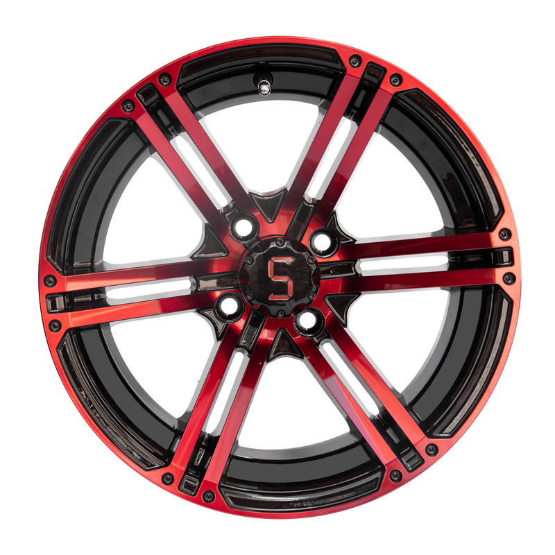 L'alluminio a 14 pollici del carretto di golf spinge il modello rosso 101,6 PCD del nero 4X4 Bolt di lucentezza a 7 pollici largamente