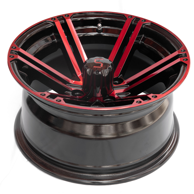 L'alluminio a 14 pollici del carretto di golf spinge il modello rosso 101,6 PCD del nero 4X4 Bolt di lucentezza a 7 pollici largamente