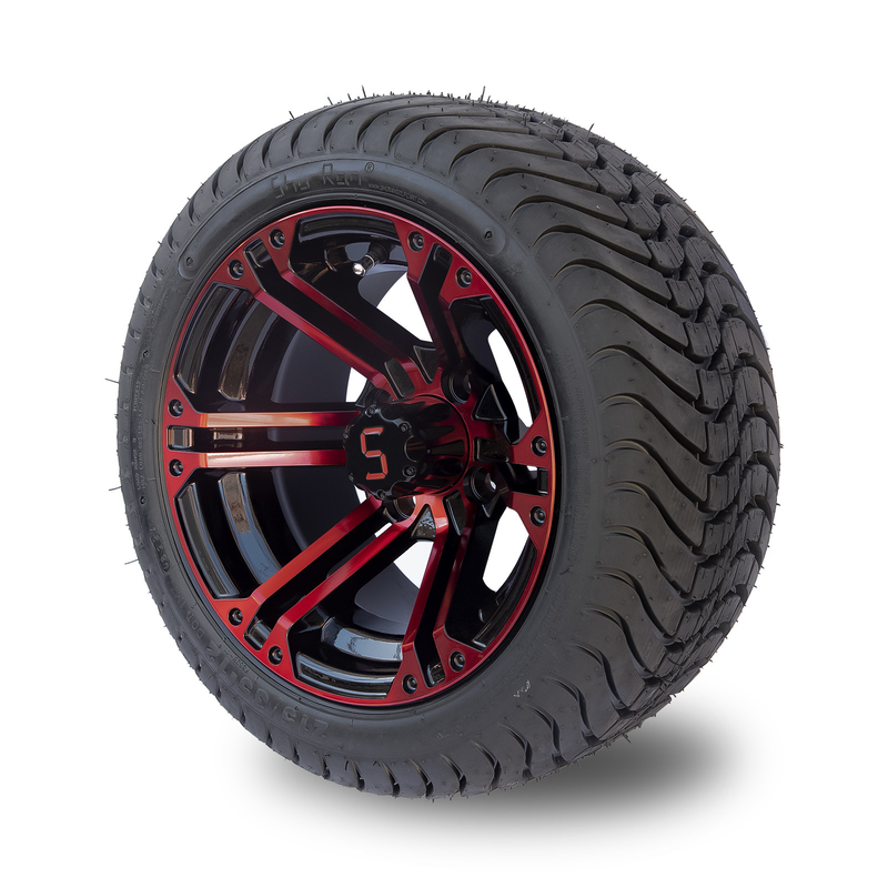 Carretto di golf a 12 pollici di alluminio nero rosso/lucido spinge e stanca 215/35-12 Assemblee di Tiro