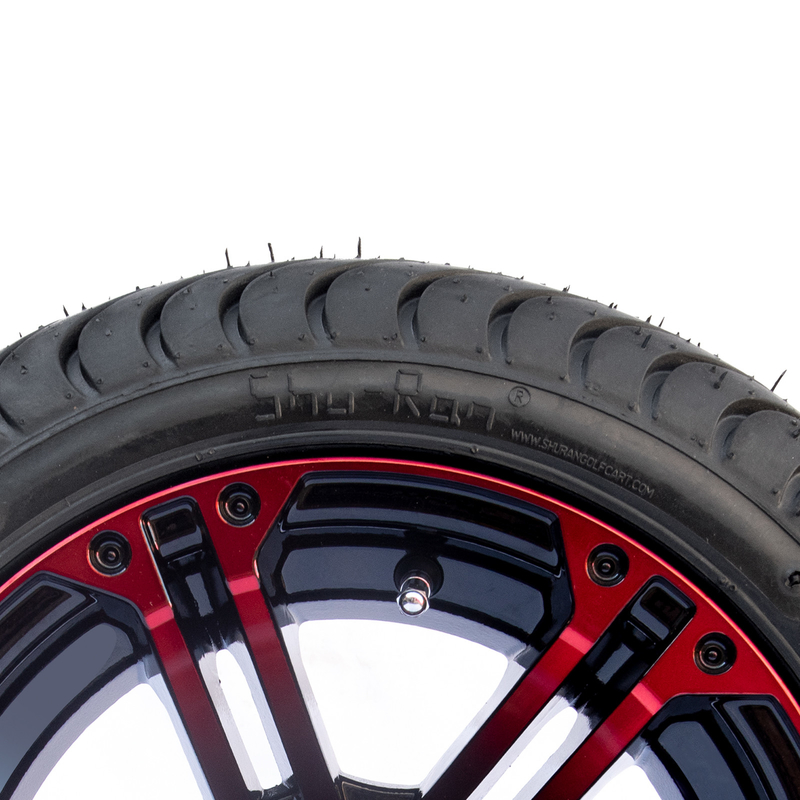Carretto di golf a 12 pollici di alluminio nero rosso/lucido spinge e stanca 215/35-12 Assemblee di Tiro