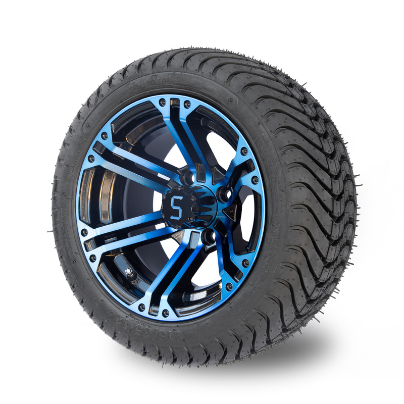 Orli a 12 pollici del carretto di golf e gomma 4 neri lucidi blu combinati/101,6 PCD