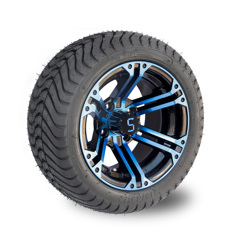 Orli a 12 pollici del carretto di golf e gomma 4 neri lucidi blu combinati/101,6 PCD