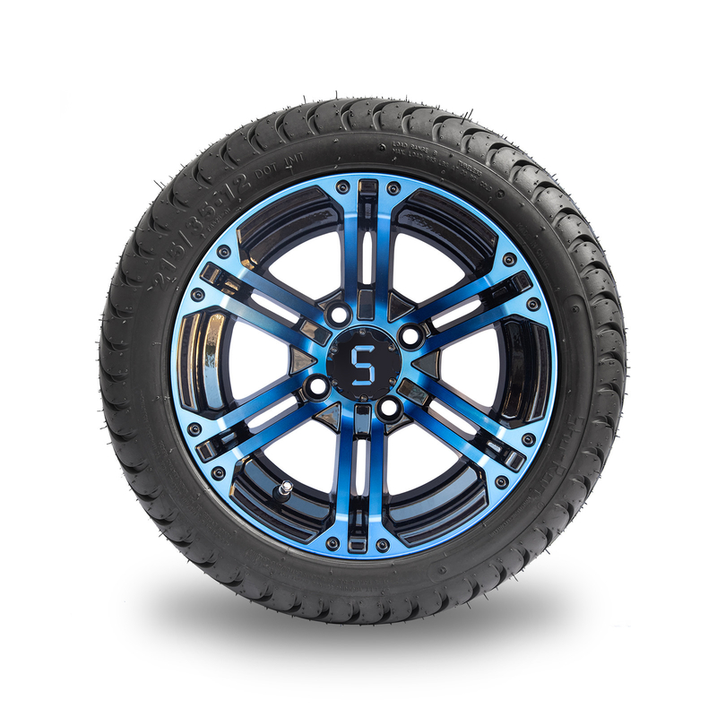 Orli a 12 pollici del carretto di golf e gomma 4 neri lucidi blu combinati/101,6 PCD