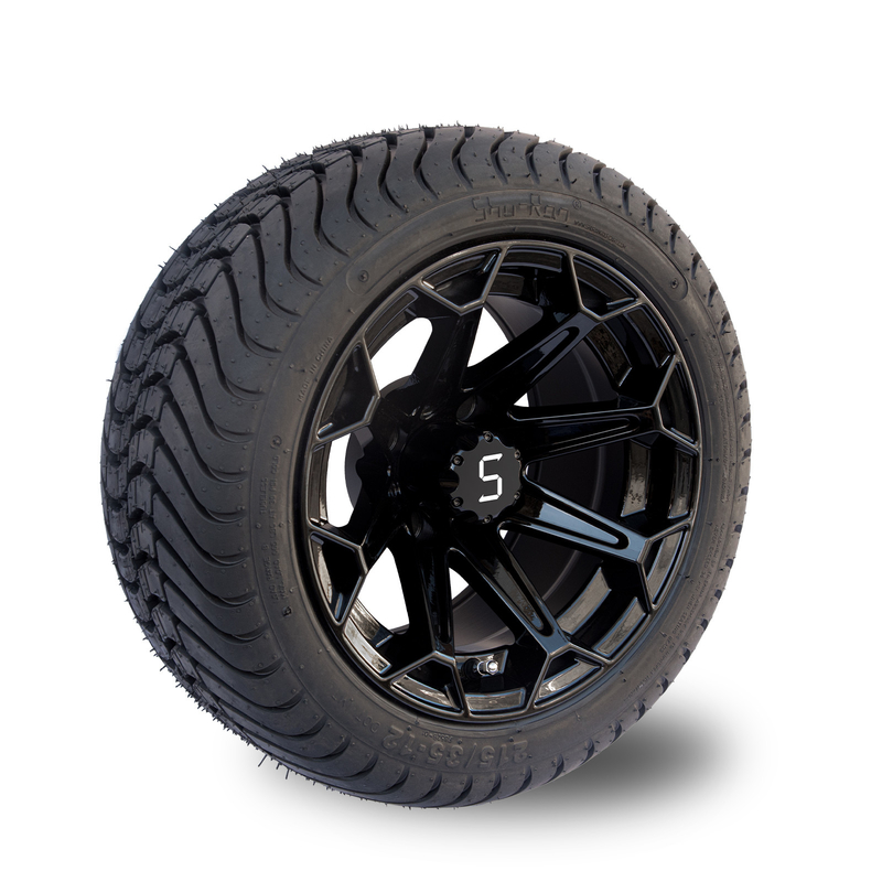 ShuRan lucida le ruote a 12 pollici del carretto di golf del nero e stanca 215/35-12 la gomma DOT Approved