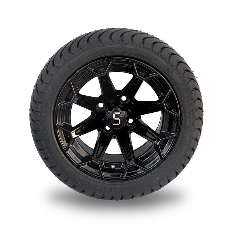 ShuRan lucida le ruote a 12 pollici del carretto di golf del nero e stanca 215/35-12 la gomma DOT Approved