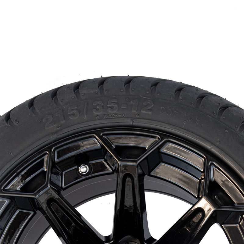 ShuRan lucida le ruote a 12 pollici del carretto di golf del nero e stanca 215/35-12 la gomma DOT Approved