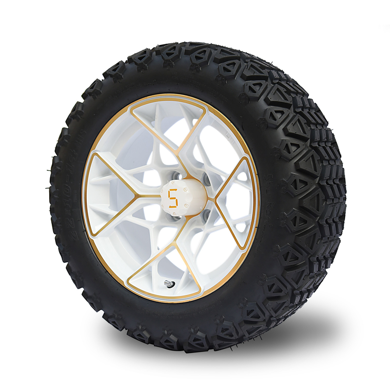 Orli del carretto di golf dell'oro e gomme a 14 pollici bianchi 4PLY combinato 101,6 PCD