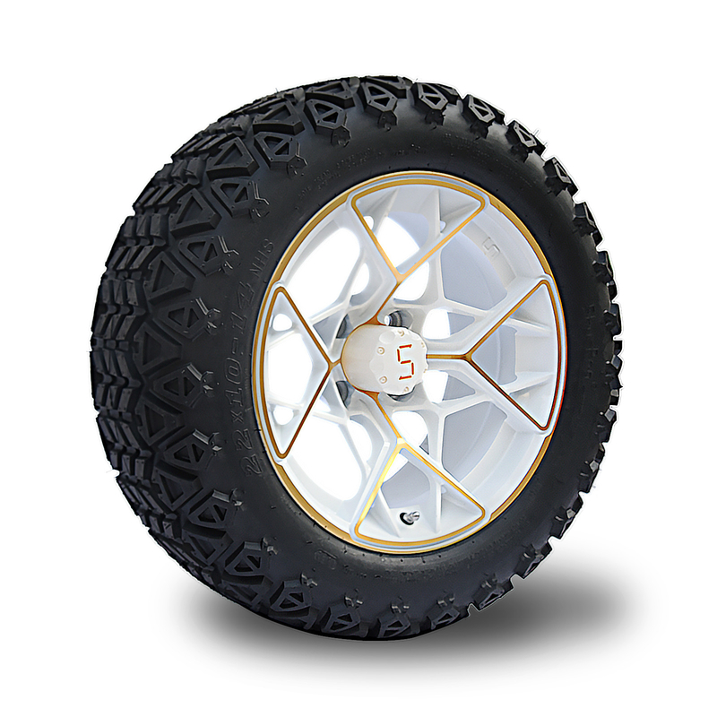 Orli del carretto di golf dell'oro e gomme a 14 pollici bianchi 4PLY combinato 101,6 PCD