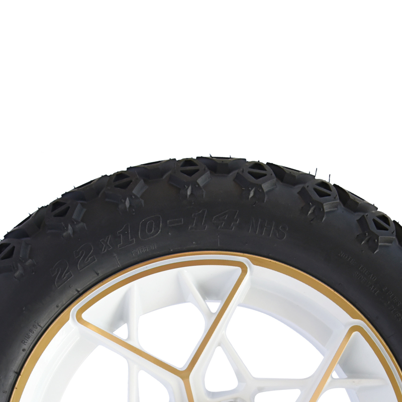 Orli del carretto di golf dell'oro e gomme a 14 pollici bianchi 4PLY combinato 101,6 PCD