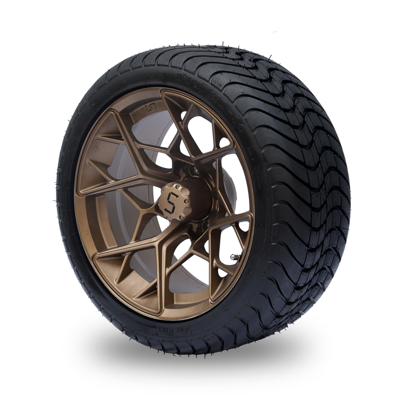 Ruota a 14 pollici bronzea del carretto di golf e stancare 225/30-14 4PLY combinato DOT Approved