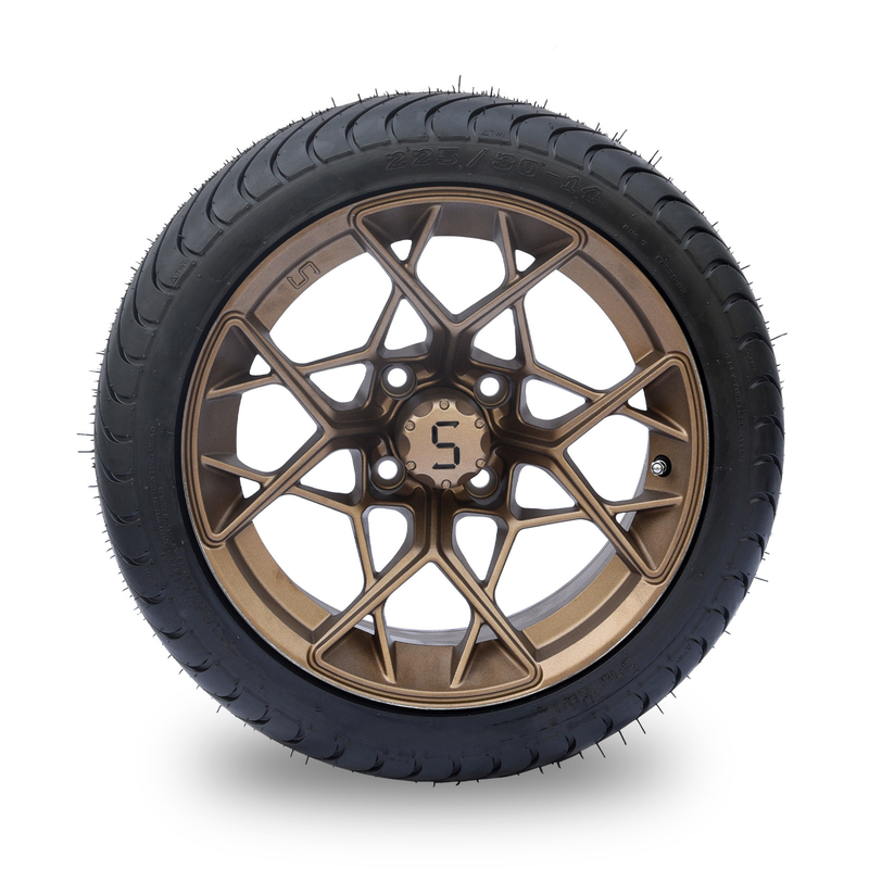 Ruota a 14 pollici bronzea del carretto di golf e stancare 225/30-14 4PLY combinato DOT Approved