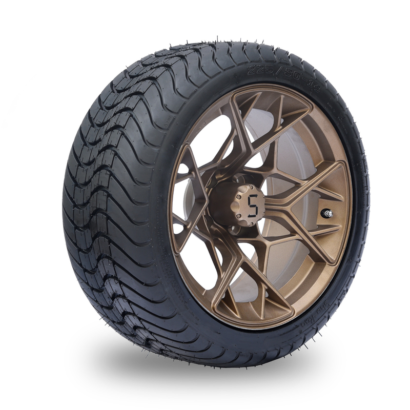 Ruota a 14 pollici bronzea del carretto di golf e stancare 225/30-14 4PLY combinato DOT Approved