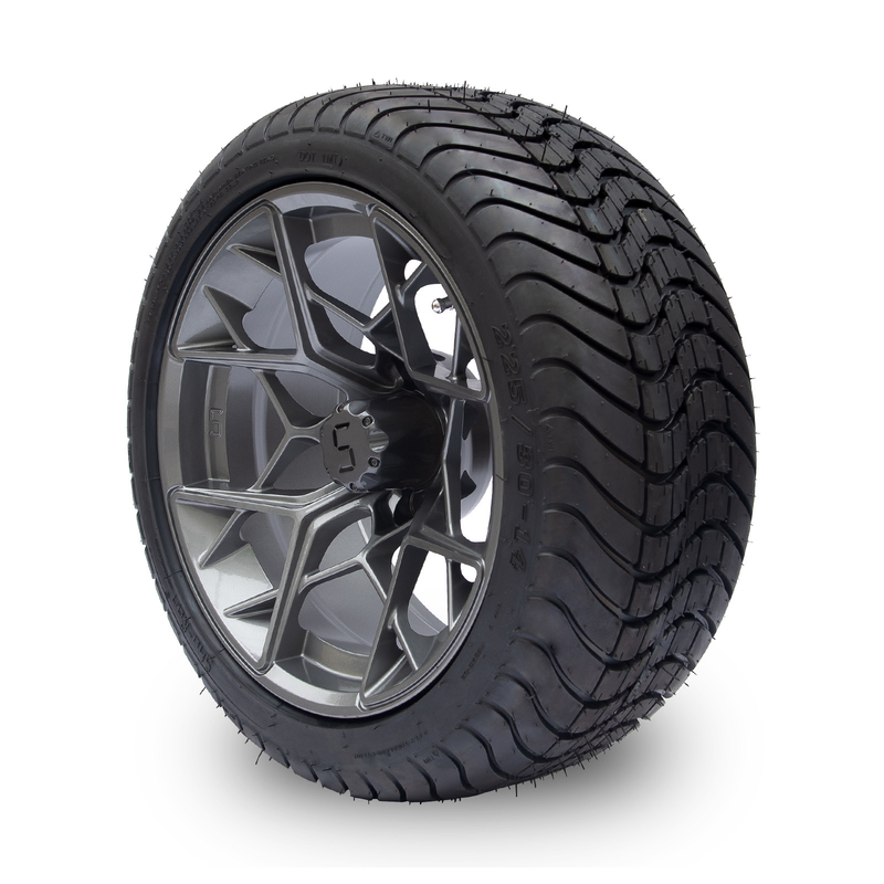 Ruote a 14 pollici e gomme del carretto di golf di rivestimento del Gunmetal 225/30-14 101,6 modello di PCD 4x4 Bolt