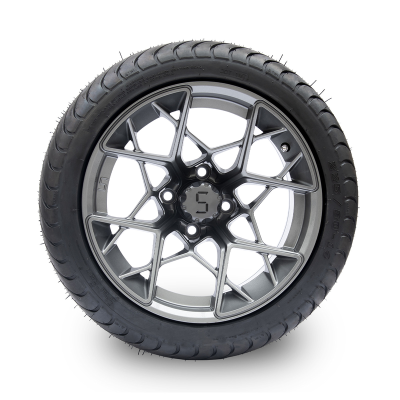 Ruote a 14 pollici e gomme del carretto di golf di rivestimento del Gunmetal 225/30-14 101,6 modello di PCD 4x4 Bolt