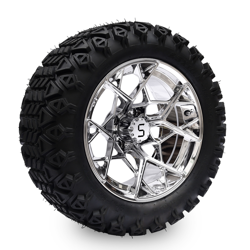 Shu-Ran Golf Cart Warrior 23x10.5-14 Golf Cart pneumatici per tutti i terreni e cerchi di cromo da 14 pollici