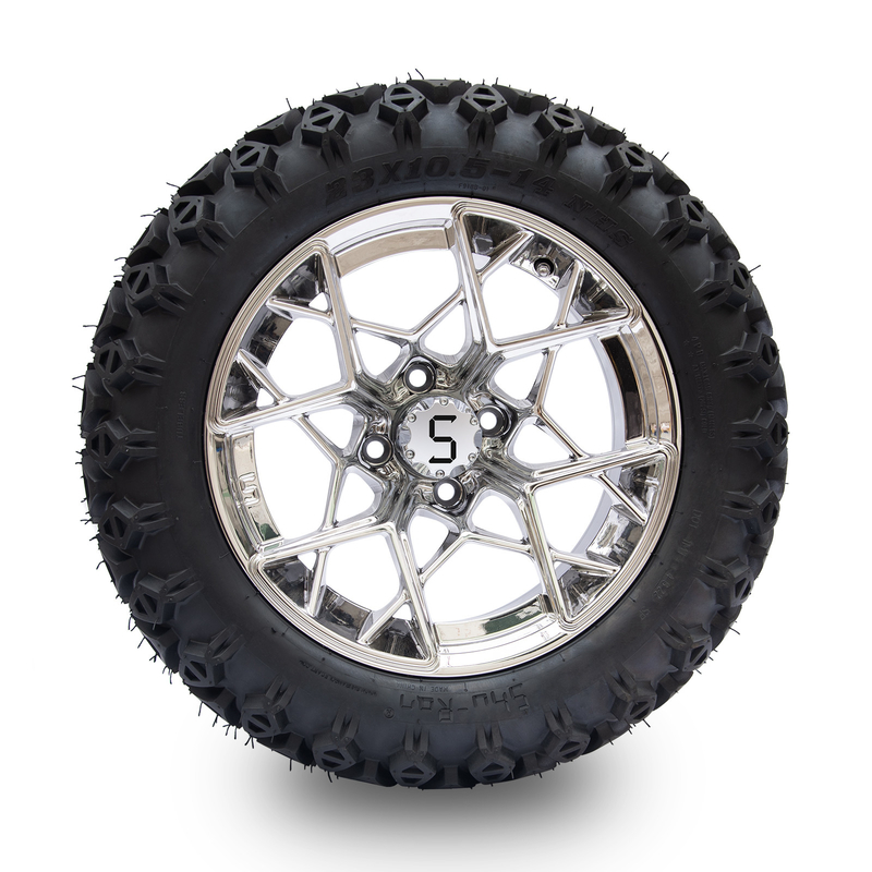 Shu-Ran Golf Cart Warrior 23x10.5-14 Golf Cart pneumatici per tutti i terreni e cerchi di cromo da 14 pollici