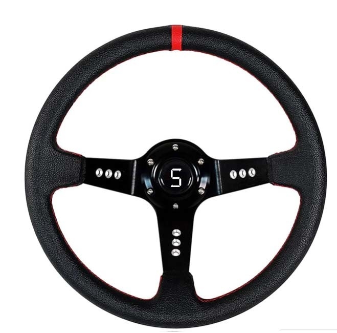 Ruota a strisce rossa Offset Volante a tre spigoli 13,5 pollici per carrello da golf