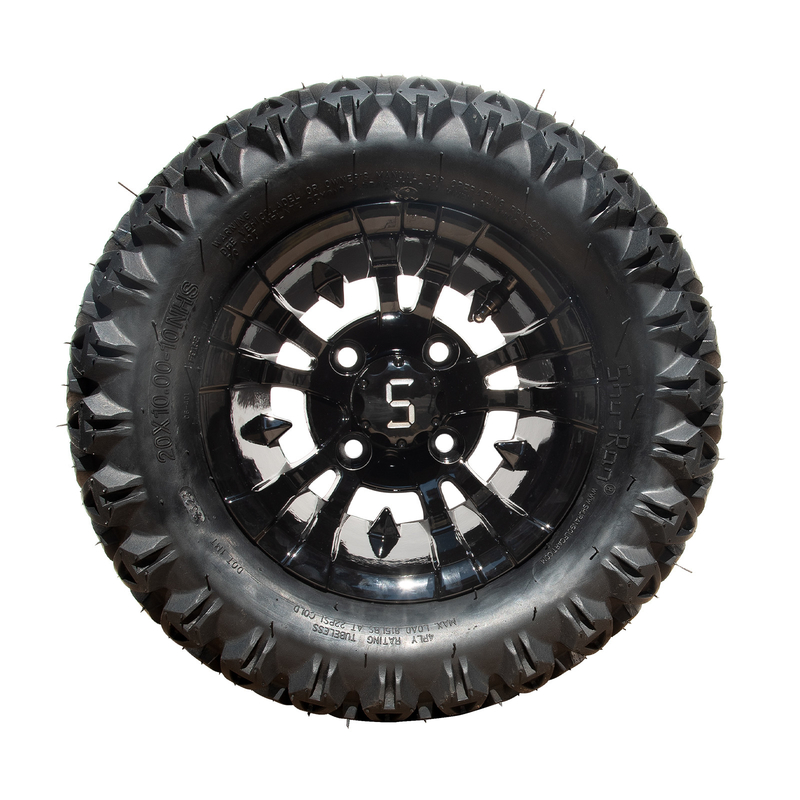 10 pollici Golf Cart Ruota e pneumatici Combo 20×10-10 ATV Machined/Glossy Black