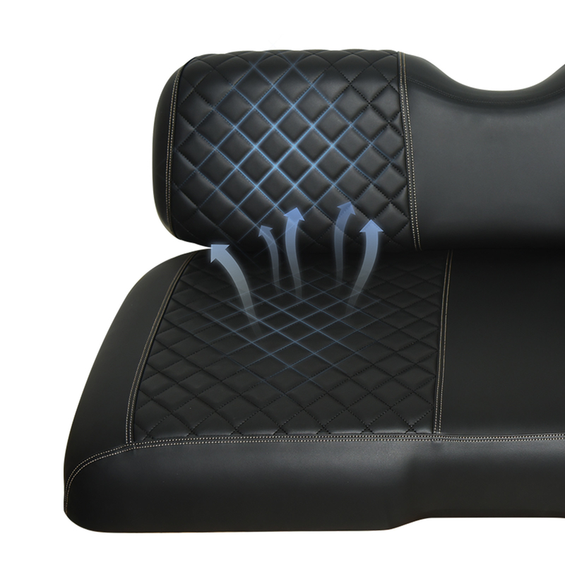 Base nera doppia di diamanti con modello di carrello da golf cuscini sedile anteriore per EZGO RXV