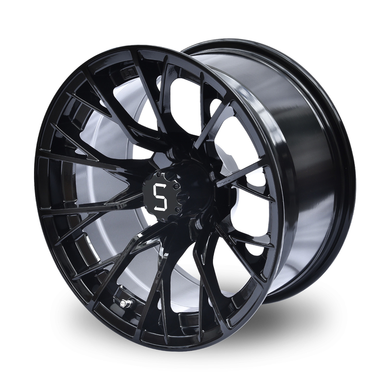 Shuran 14 pollici Golf Cart Ruote e pneumatici Machined/Gloss Ruota nera 4/101.6 bullone