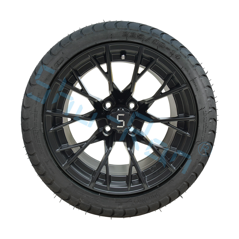 Ingrosso Glossy Black 14 pollici cerchi con DOT Approve pneumatici per carrelli da golf
