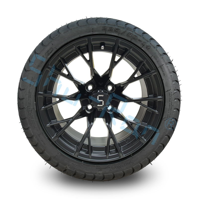Ingrosso Glossy Black 14 pollici cerchi con DOT Approve pneumatici per carrelli da golf