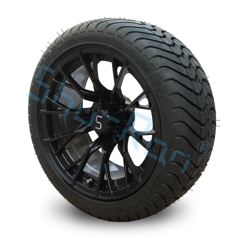 Ingrosso Glossy Black 14 pollici cerchi con DOT Approve pneumatici per carrelli da golf