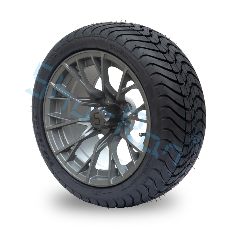 Al dettaglio 14'' Gunmetal Finished Alloy Golf Cart Wheels, ATV UTV 225/30-14 Street Tubeless Tires with Rims