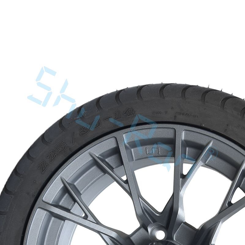 Al dettaglio 14'' Gunmetal Finished Alloy Golf Cart Wheels, ATV UTV 225/30-14 Street Tubeless Tires with Rims