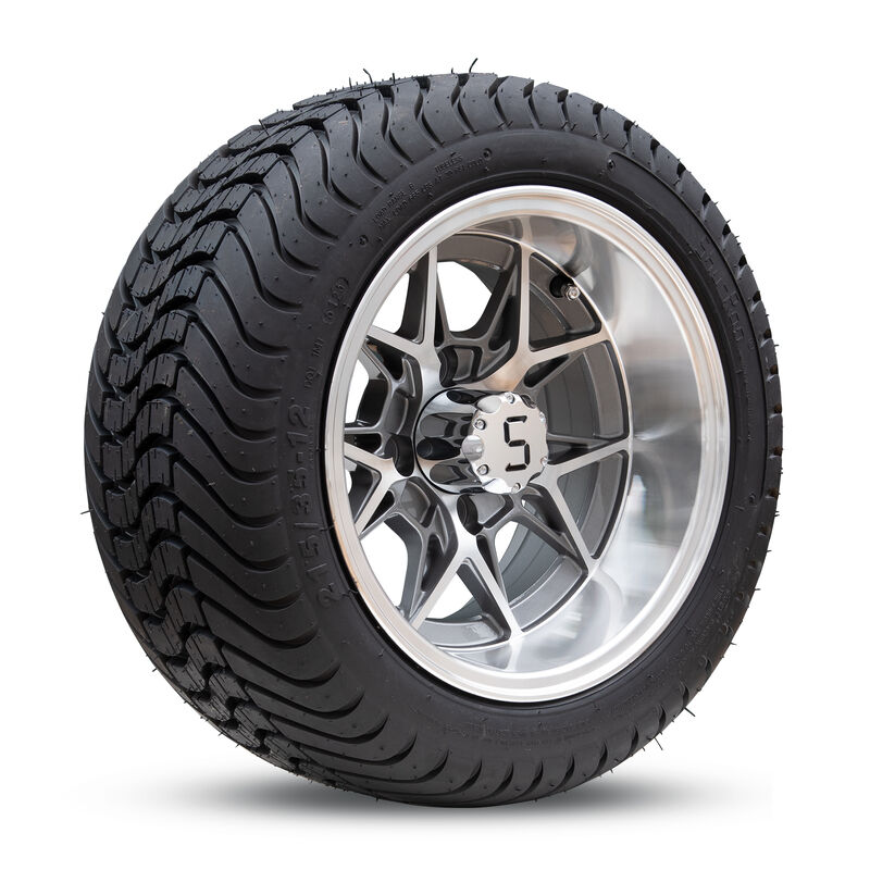 Ruote e pneumatici da 12 pollici con tappi a S e gomma a cromo adatti per auto club Ezgo Yamaha Golf Carts