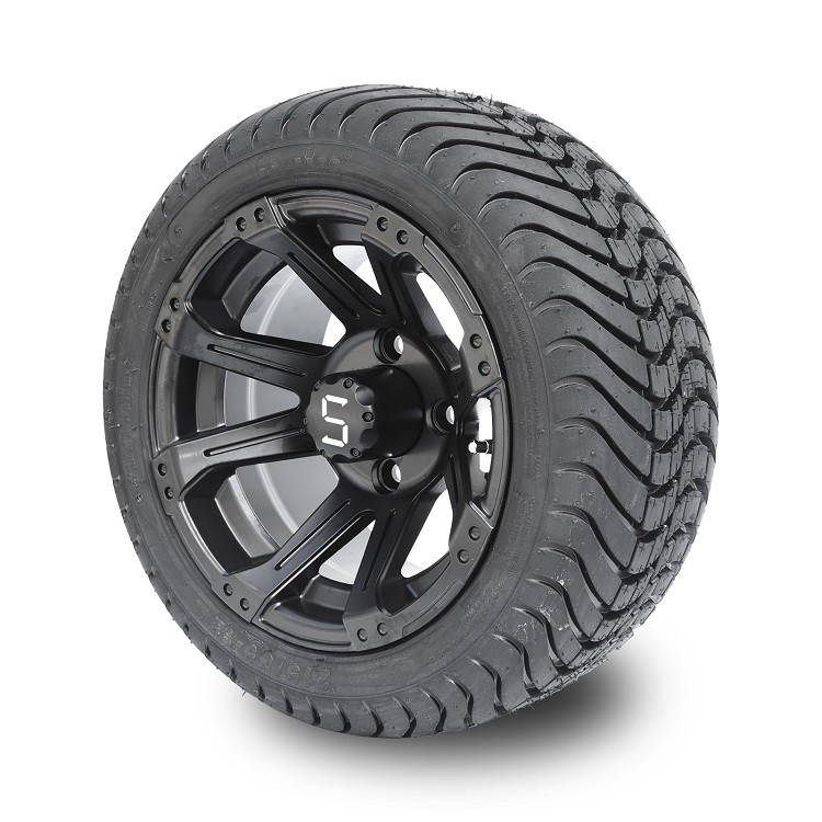 La via Matte Black Wheels a 12 pollici e 215/35-12 del carretto di golf stanca il modello DOT Rated di 4x4 Bolt