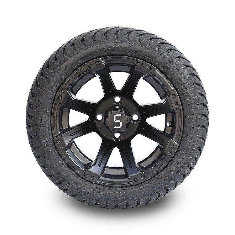 La via Matte Black Wheels a 12 pollici e 215/35-12 del carretto di golf stanca il modello DOT Rated di 4x4 Bolt