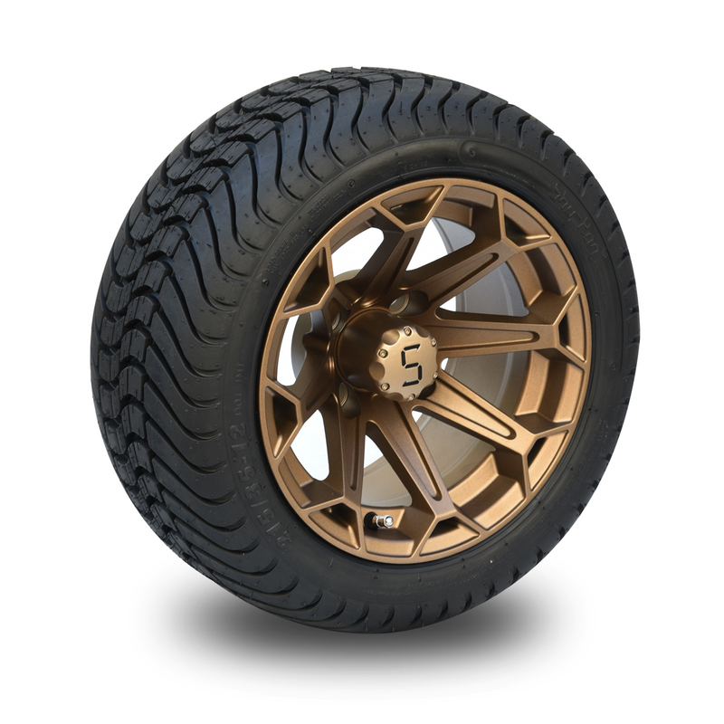 Ruote di alluminio bronzee a 12 pollici del carretto di golf e modello di DOT Tyres Assembly 4x4 Bolt di basso profilo 215/35-12