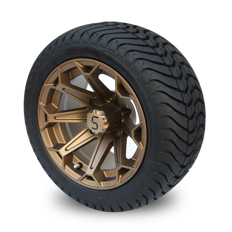 Ruote di alluminio bronzee a 12 pollici del carretto di golf e modello di DOT Tyres Assembly 4x4 Bolt di basso profilo 215/35-12