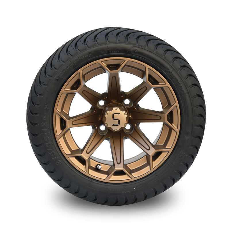 Ruote di alluminio bronzee a 12 pollici del carretto di golf e modello di DOT Tyres Assembly 4x4 Bolt di basso profilo 215/35-12