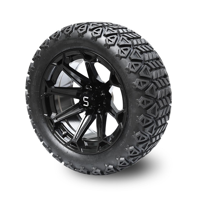 Ruote nere lucide a 14 pollici del carretto di golf e 22x10-14 DOT Tires con il cappuccio e le alette concentrare