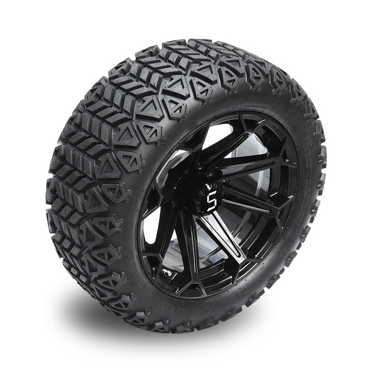 Ruote nere lucide a 14 pollici del carretto di golf e 22x10-14 DOT Tires con il cappuccio e le alette concentrare
