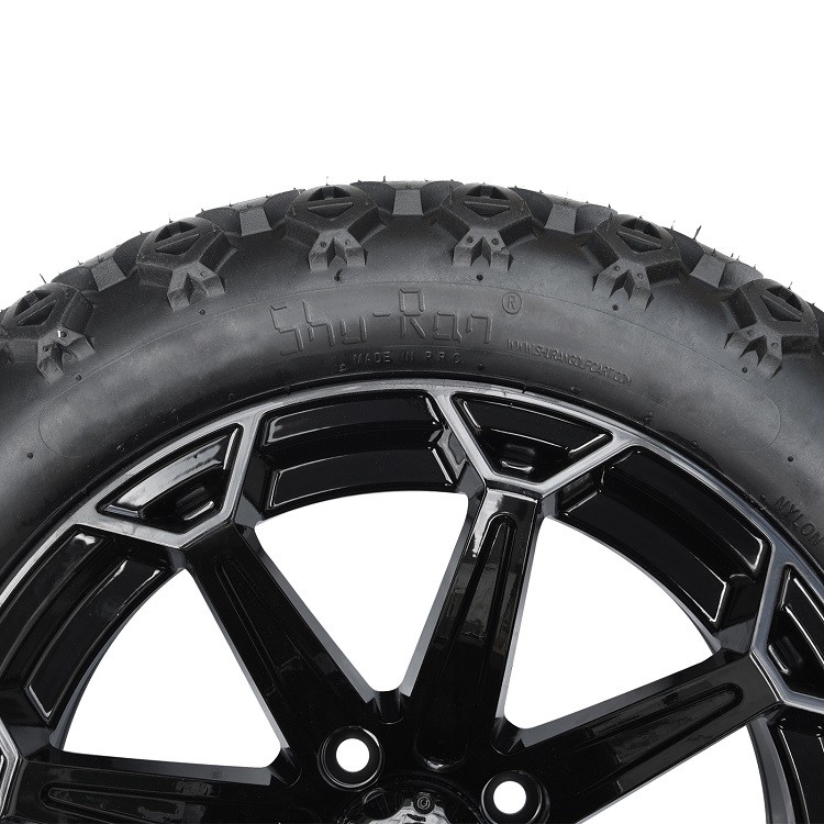 Ruote nere lucide a 14 pollici del carretto di golf e 22x10-14 DOT Tires con il cappuccio e le alette concentrare