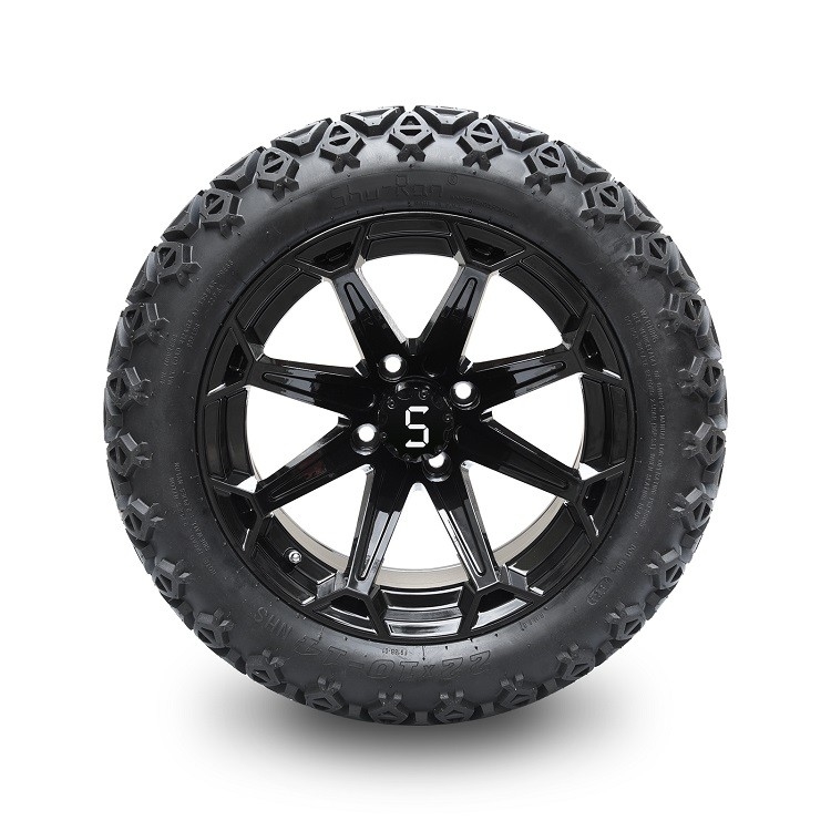 Ruote nere lucide a 14 pollici del carretto di golf e 22x10-14 DOT Tires con il cappuccio e le alette concentrare