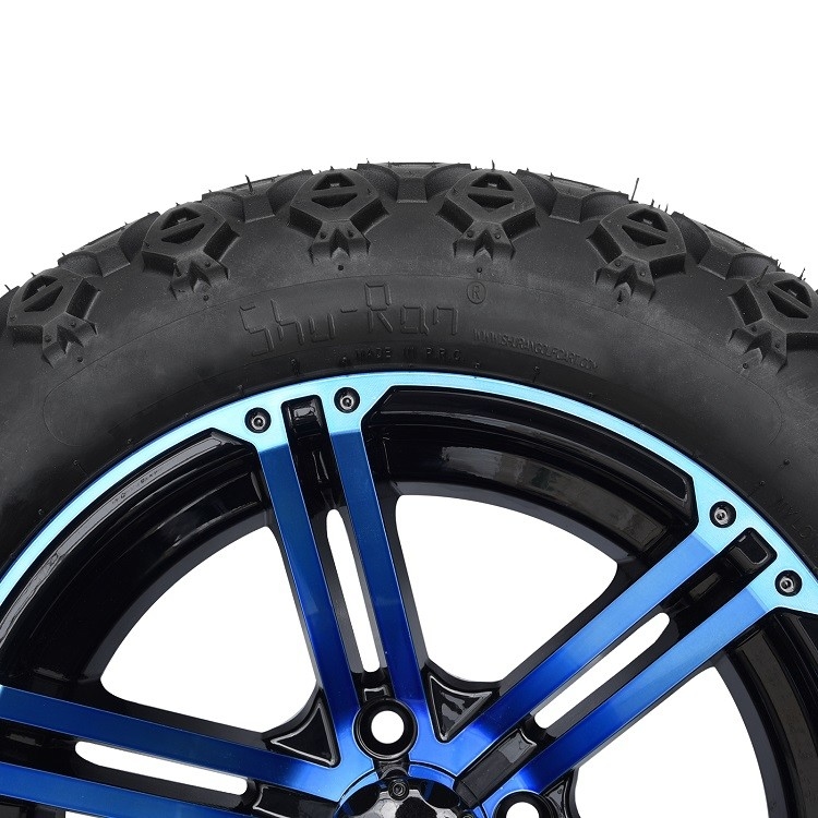 Ruote nere a 14 pollici e a 22 pollici blu del carretto di golf/lucidi - gomme fuori strada alte 4 PIEGHE con DOT Approved