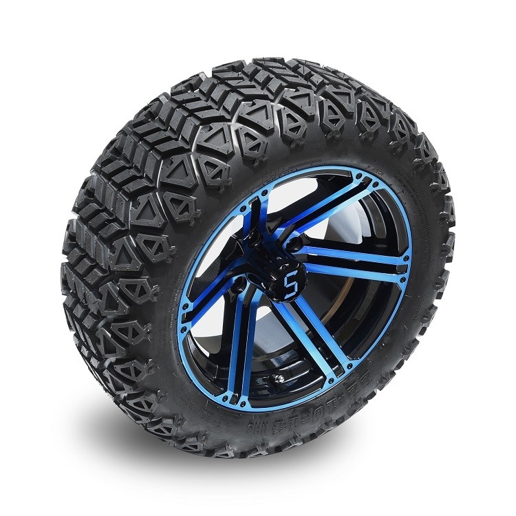 Ruote nere a 14 pollici e a 22 pollici blu del carretto di golf/lucidi - gomme fuori strada alte 4 PIEGHE con DOT Approved