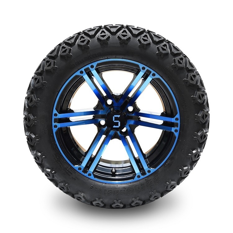 Ruote nere a 14 pollici e a 22 pollici blu del carretto di golf/lucidi - gomme fuori strada alte 4 PIEGHE con DOT Approved