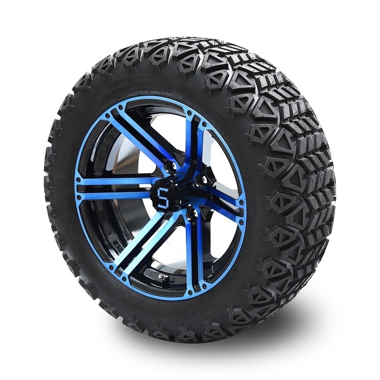 Ruote nere a 14 pollici e a 22 pollici blu del carretto di golf/lucidi - gomme fuori strada alte 4 PIEGHE con DOT Approved